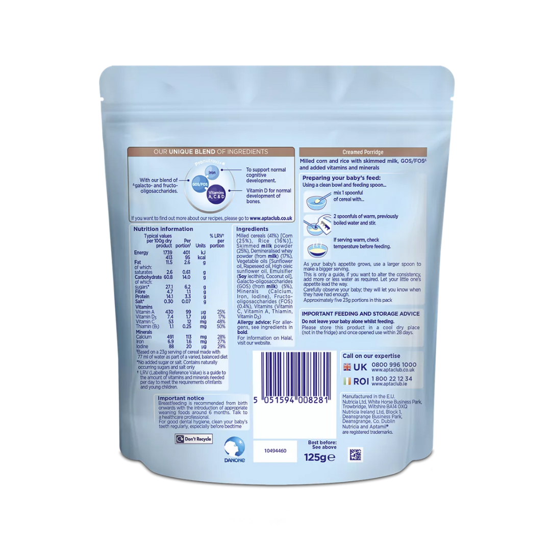 Aptamil Creamed Porridge Baby Cereal 4-6+ Months 125g