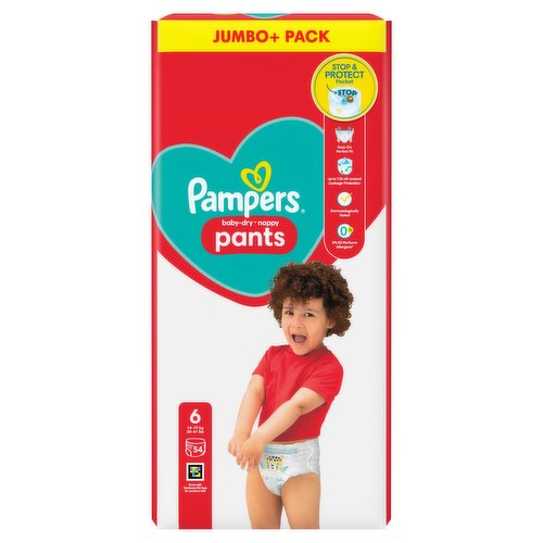 Pampers Baby-Dry Nappy Pants Size 6, 54 Nappies, 14kg - 19kg, Jumbo+ Pack