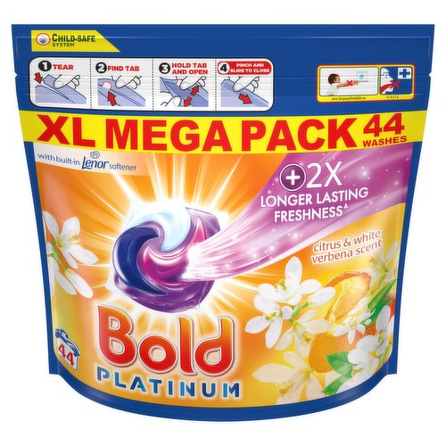 Bold Platinum Laundry Pods 44 Washes Citrus & White Verbena Scent 1.1kg