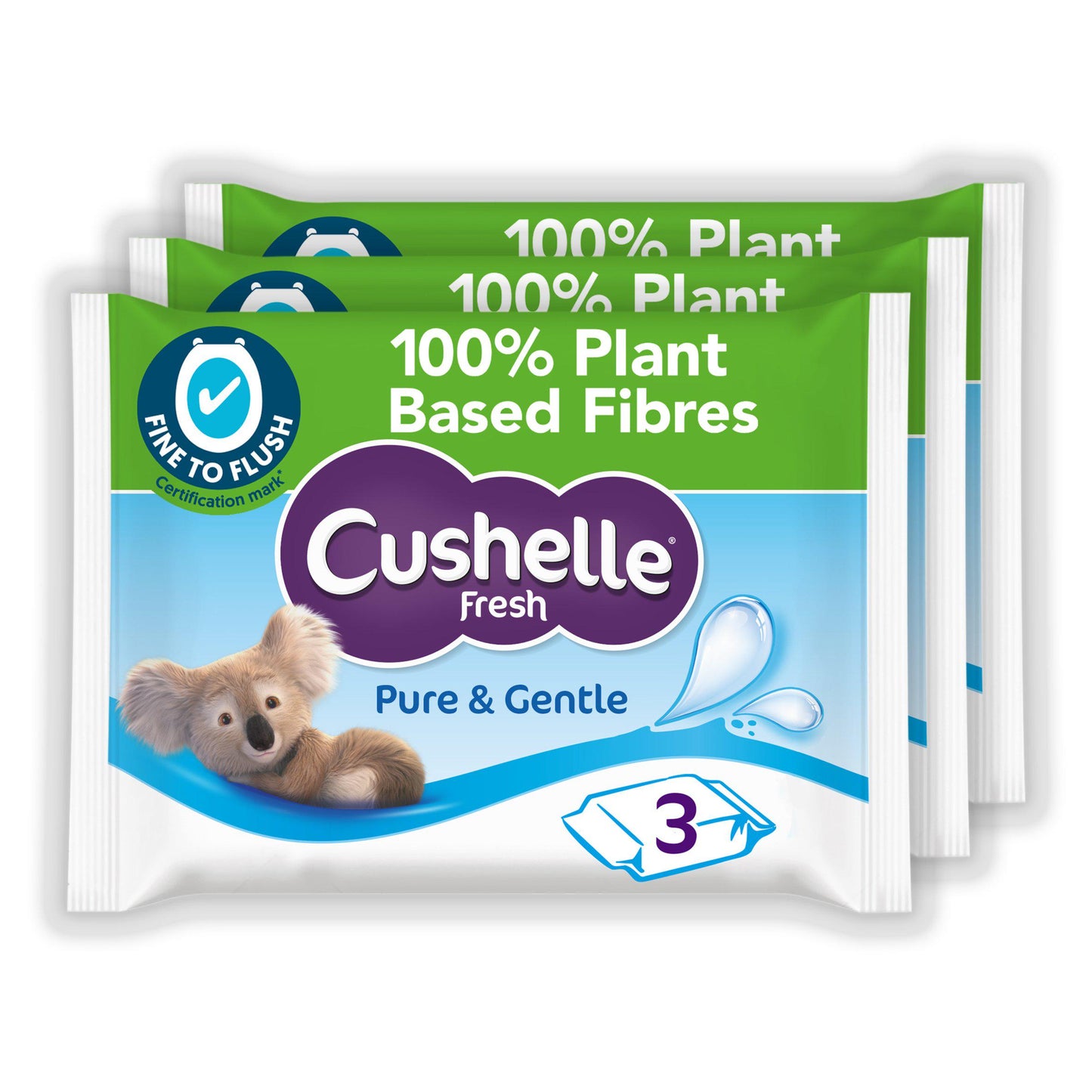 Cushelle Fresh Pure & Gentle Flushable Moist Toilet Tissue Wipes x42