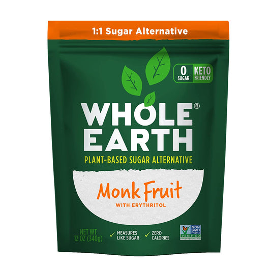 Whole Earth Monk Fruit Sweetener with Erythritol, Plant-Based Sugar Alternative