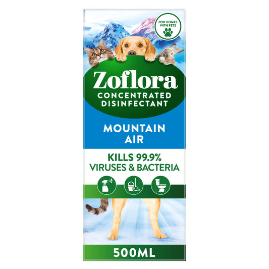 Zoflora Mountain Air 500ml, Concentrated 3-in-1 Multipurpose Disinfectant Kills 99.9% of Bacteria & Viruses