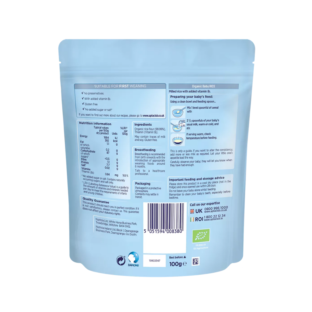 Aptamil Organic Baby Rice Cereal 4-6+ Months 100g