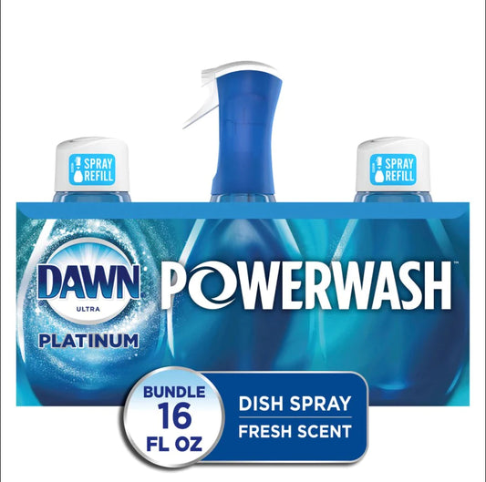 Dawn Powerwash Spray Starter Kit, Platinum Dish Soap, Fresh Scent, 1 Starter Kit + 2 Dawn Power wash Refill