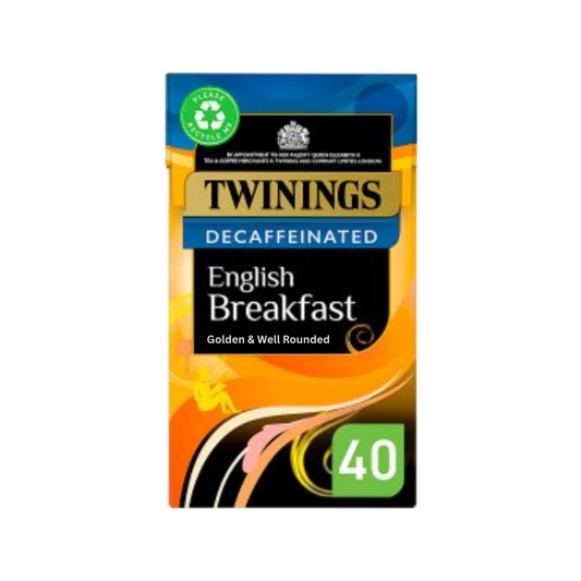 Twinings English Breakfast  Decaffeinated Golden & Well Rounded 40 Tea Bags 109g