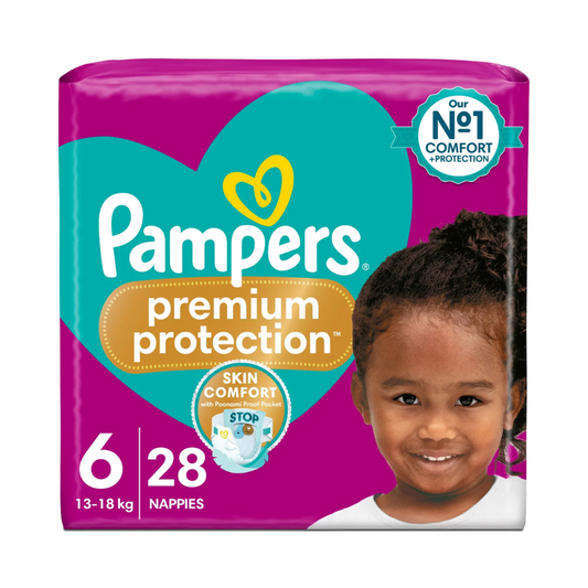 Pampers Premium Protection Size 6, 28 Nappies, 13kg+kg