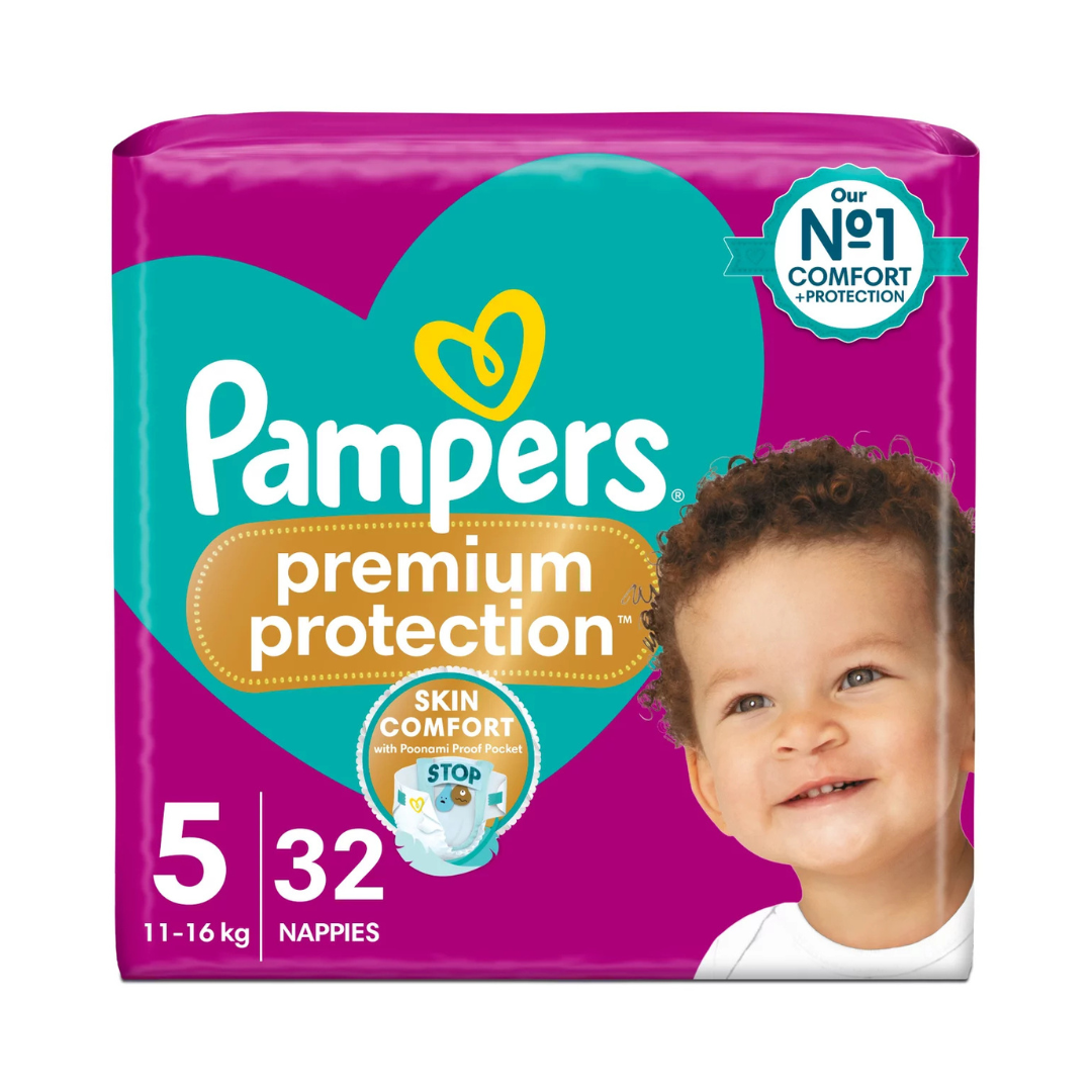 Pampers Premium Protection Size 5, 32 Nappies, 11kg - 16kg