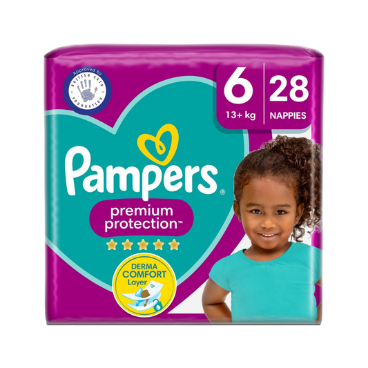 Pampers Premium Protection Size 6, 28 Nappies, 13kg+kg