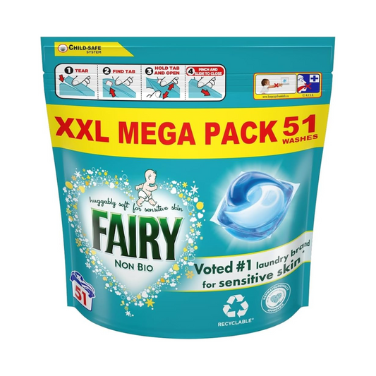 Fairy Non Bio Laundry Pods XXL Mega Pack 51 Washes