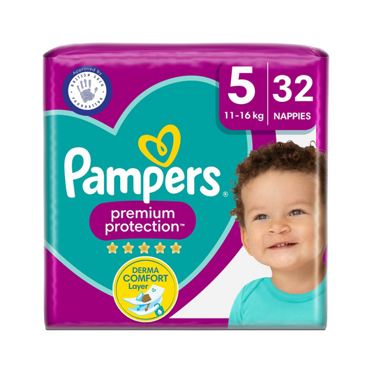 Pampers Premium Protection Size 5, 32 Nappies, 11kg - 16kg