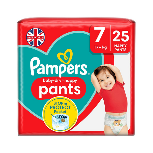 Pampers Baby-Dry Nappy Pants Size 7, 25 Nappies, 17kg+kg