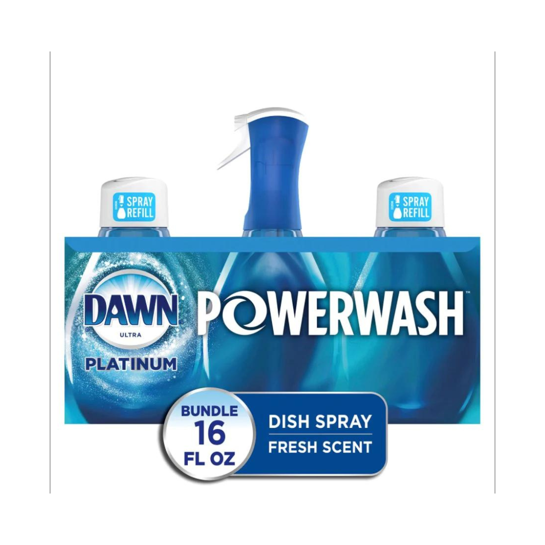 Dawn Powerwash Spray Starter Kit, Platinum Dish Soap, Fresh Scent, 1 Starter Kit + 2 Dawn Power wash Refill