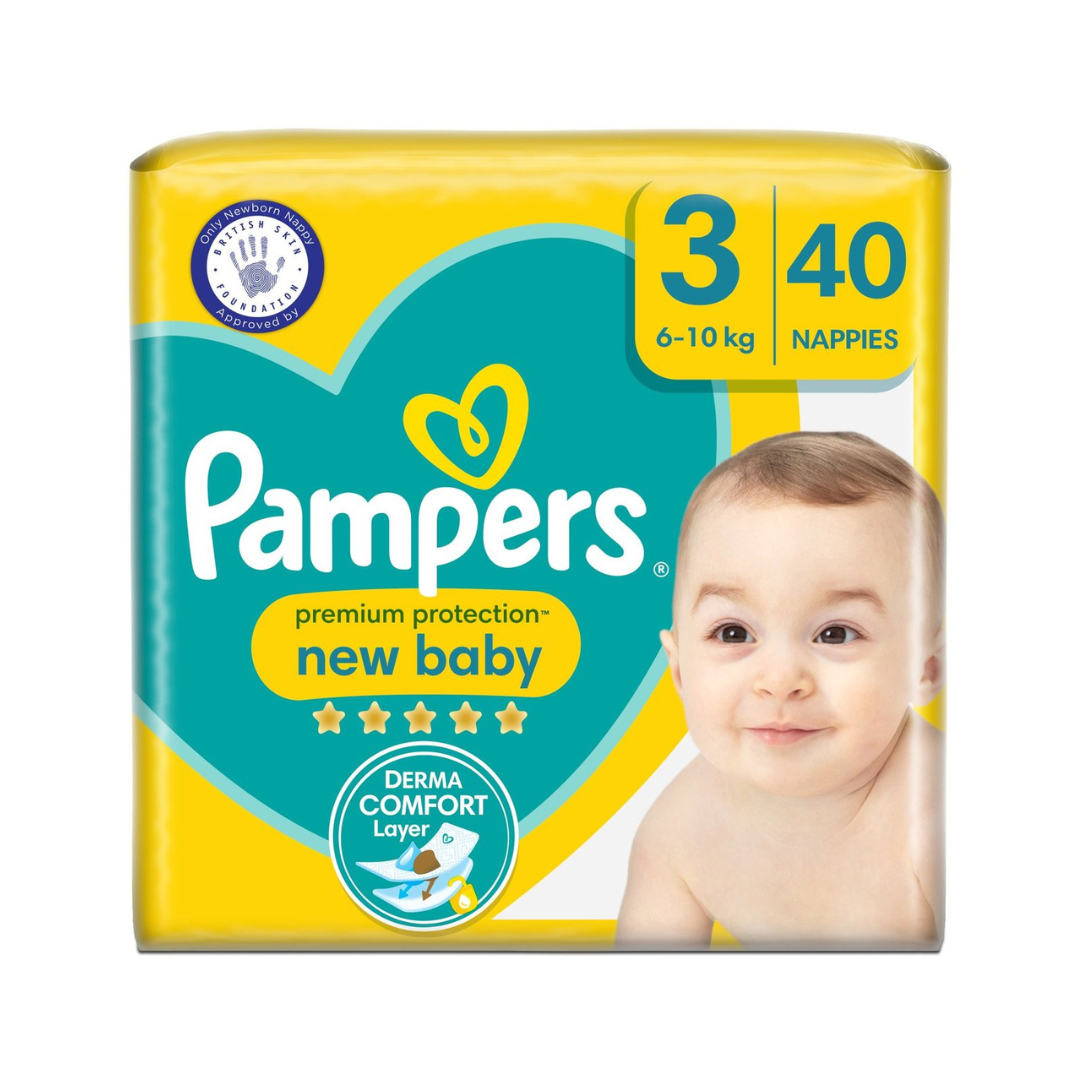 Pampers Premium Protection New Baby Size 3 40 Nappies 6-10kg