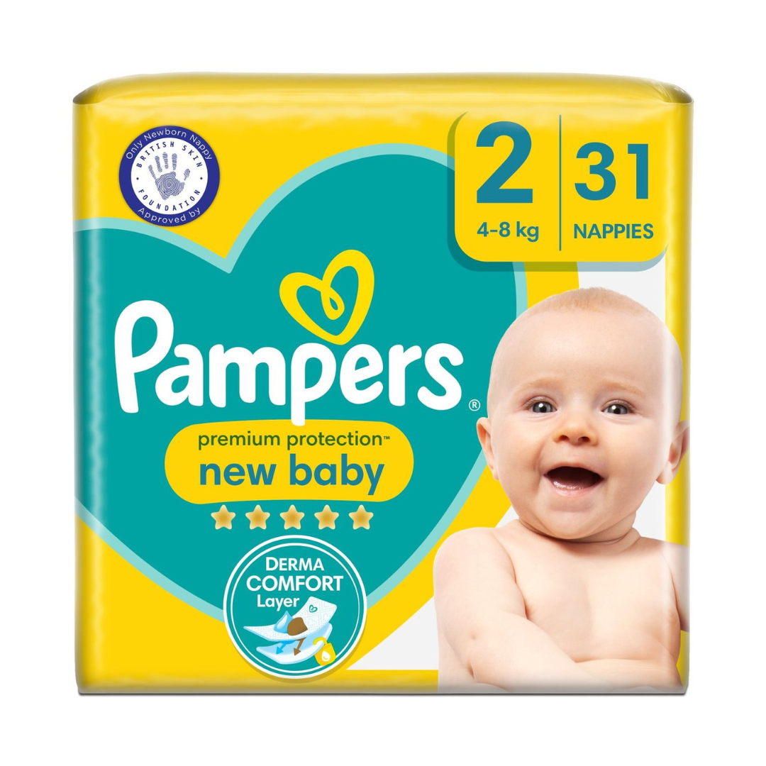 Pampers Premium Protection New Baby Size 2, 31 Nappies 4-8kg