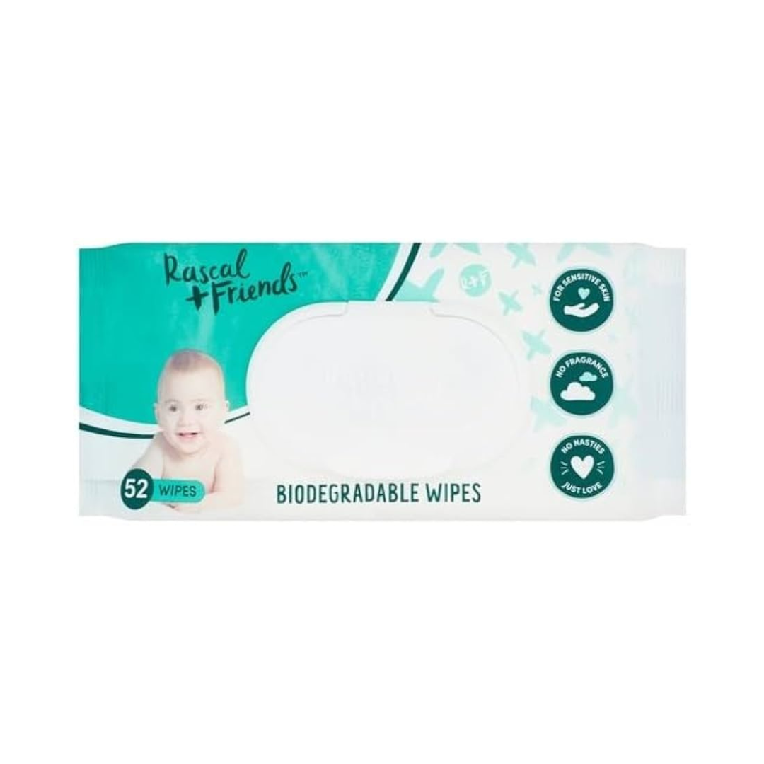 Rascal + Friends Biodegradable Sensitive 52 Baby Wipes