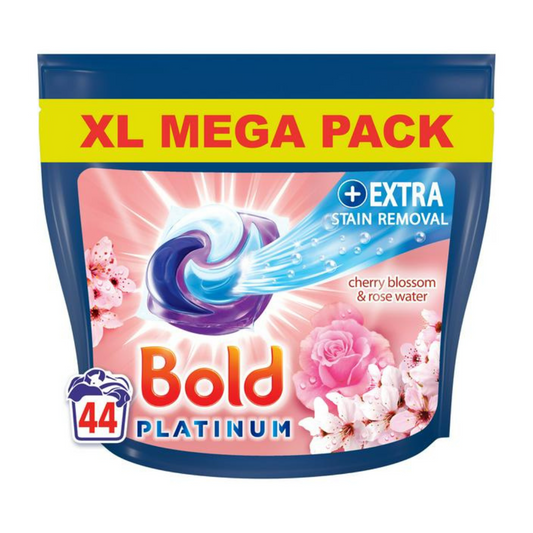 Bold Platinum Extra Stain Removal Cherry Blossom & Rose Water Laundry Pods 44 Washes 1.1kg