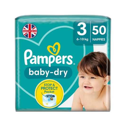 Pampers Baby-Dry Size 3, 50 Nappies, 6kg-10kg