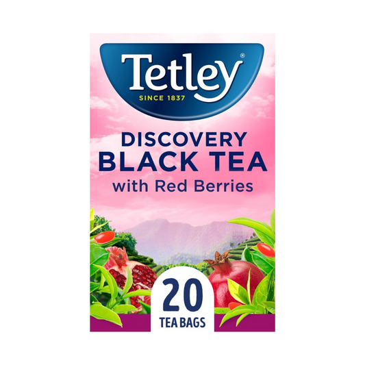 Tetley Discovery Black Tea With Red Berries 20 Per Pack 46g