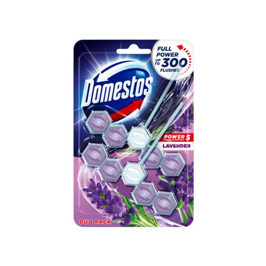 Domestos Power 5 Lavender Toilet Rim Block Duo Pack