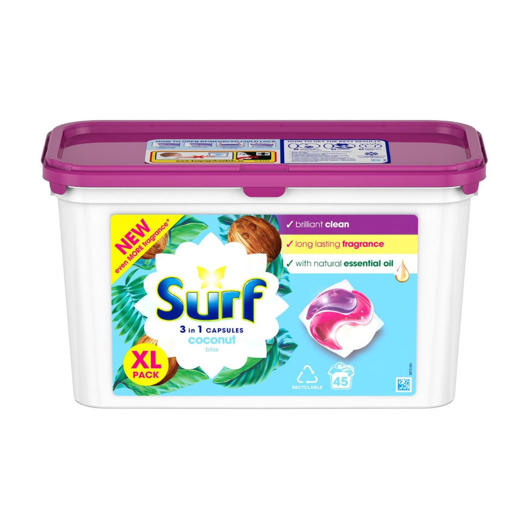 Surf 3 in 1 Laundry Pods Coconut Bliss 45 Washes