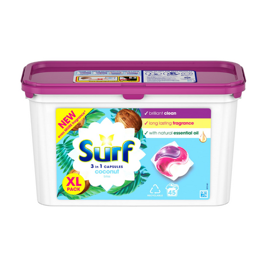 Surf 3 in 1 Laundry Pods Coconut Bliss 45 Washes