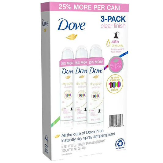 Dove Womens Invisible Dry Spray Antiperspirant Deodorant 3 pack