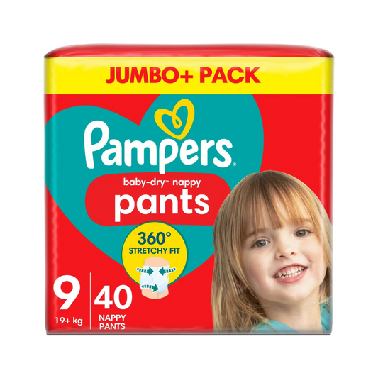 Pampers Baby-Dry Nappy Pants Size 9, 40 Nappies, 19+kg