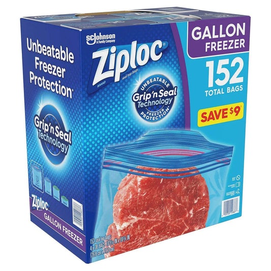Ziploc Easy Open Tabs Freezer Gallon Bags, 152 Count