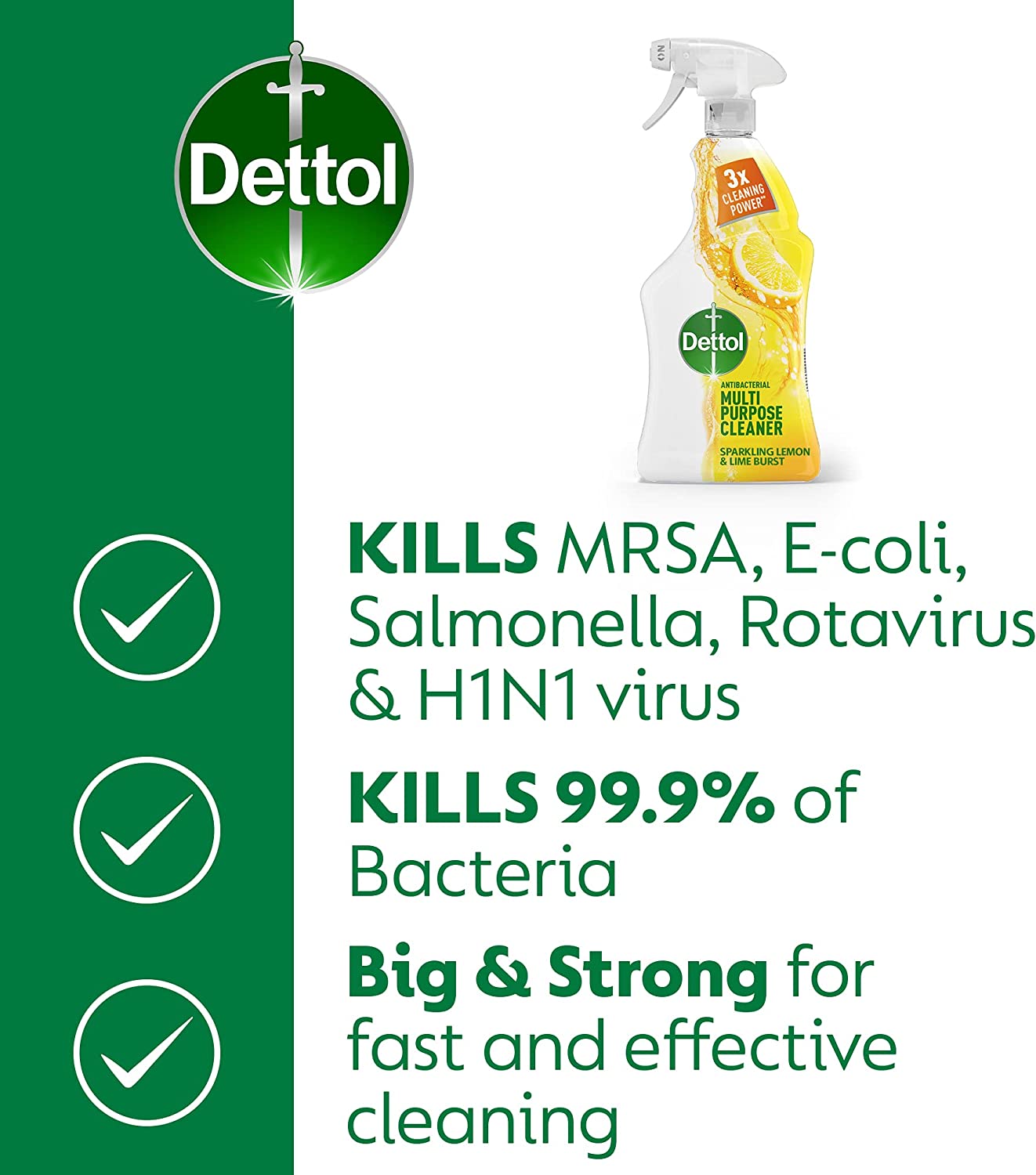 Dettol Antibacterial Power Multi Purpose Cleaner Sparkling Lemon And Lime Burst 1l