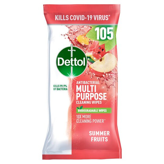 Dettol Antibacterial Large Wipes Summerfruits 105'S