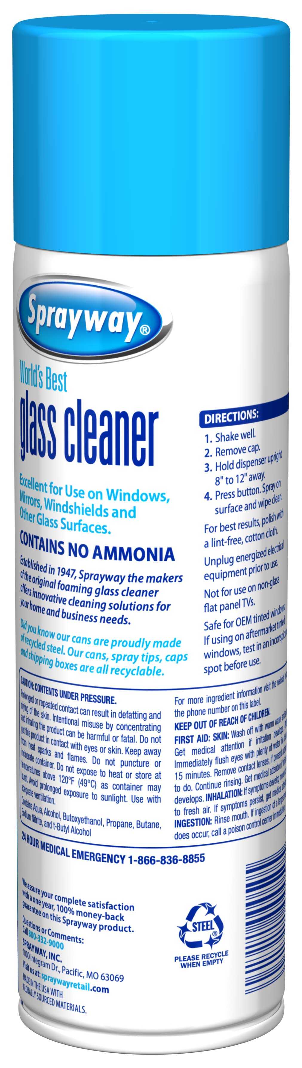 Sprayway Glass Cleaner Foaming Aerosol Spray 19oz